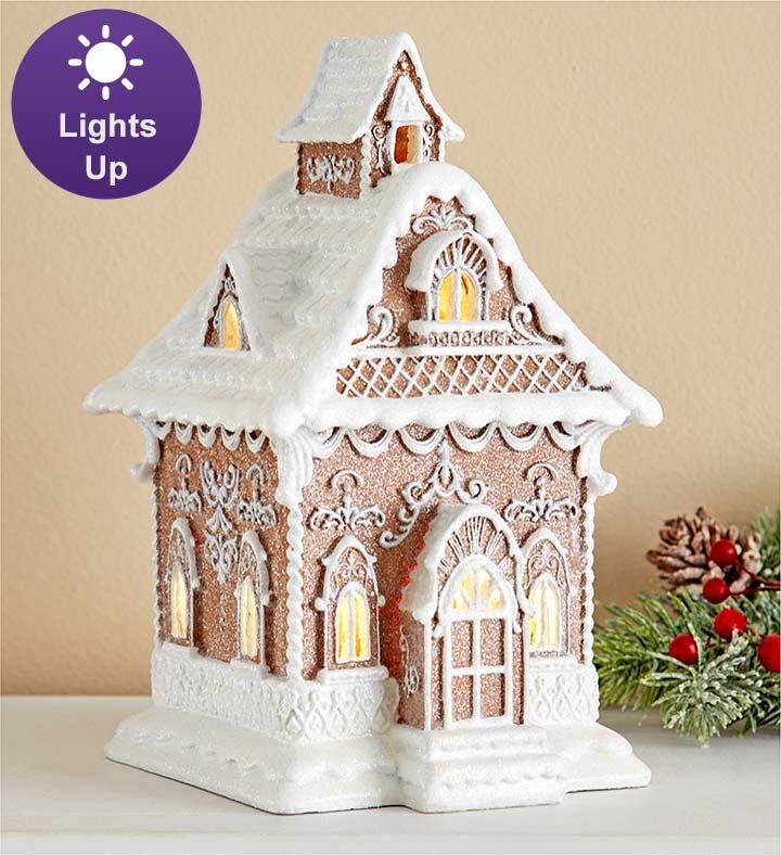 Frosted Gingerbread Cottage– 10.5”H